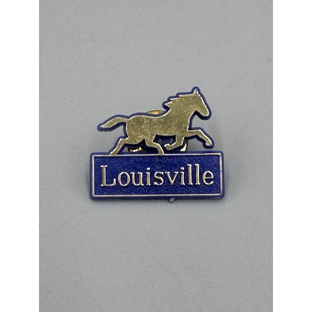 Vintage Kentucky Derby Horse Plastic Blue Hat Lapel Pin